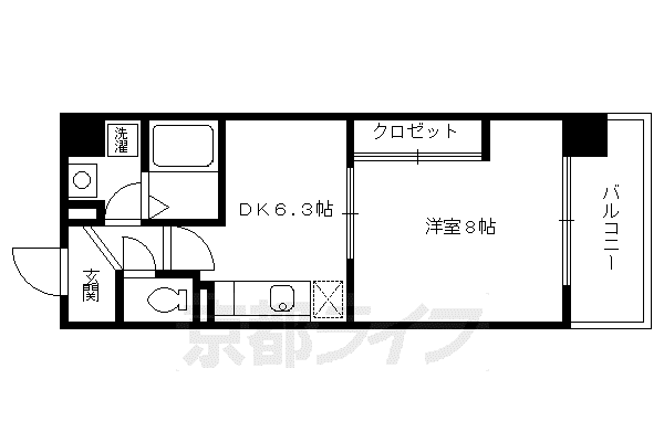 プラネシア星の子四条西洞院(1DK/8階)の間取り写真