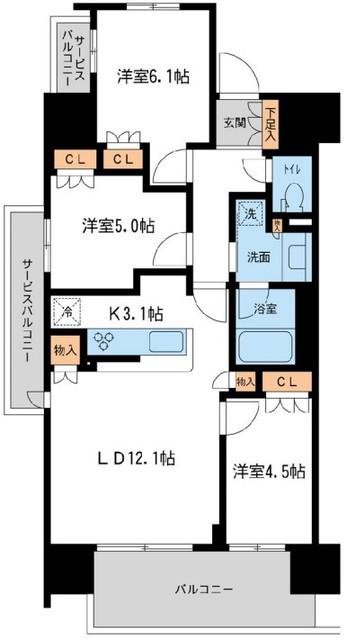 BLESS宮崎台(3LDK/8階)の間取り写真