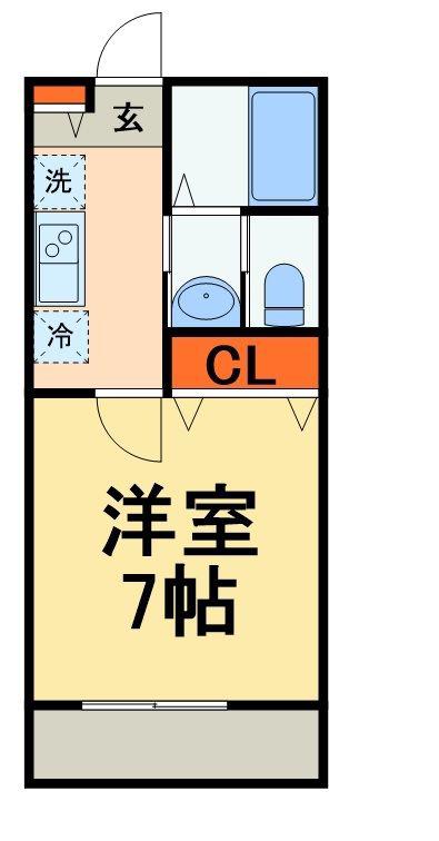 オーキッド津田沼(1K/2階)の間取り写真