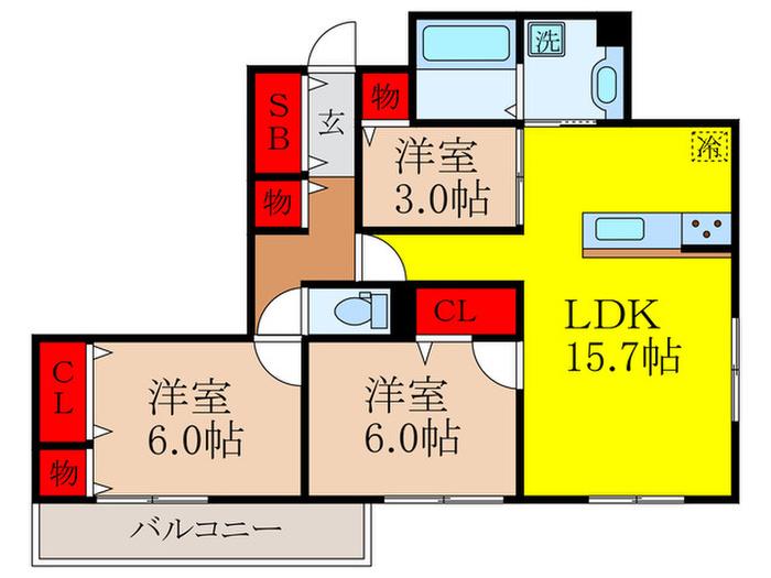 ラフィネ(3LDK/2階)の間取り写真