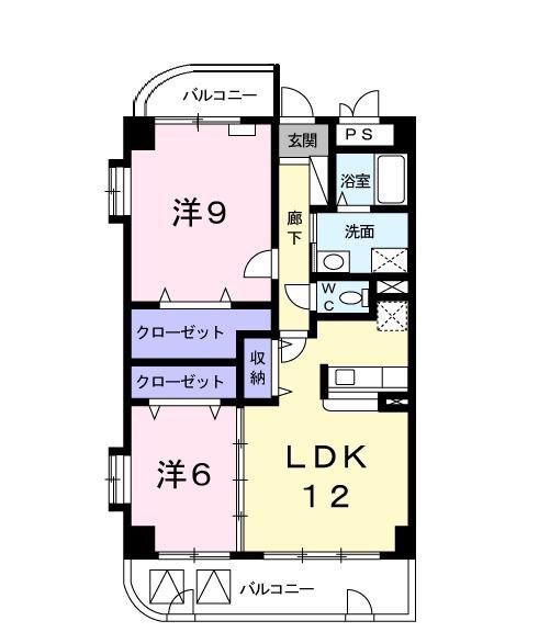 ソレイユドール(2LDK/2階)の間取り写真