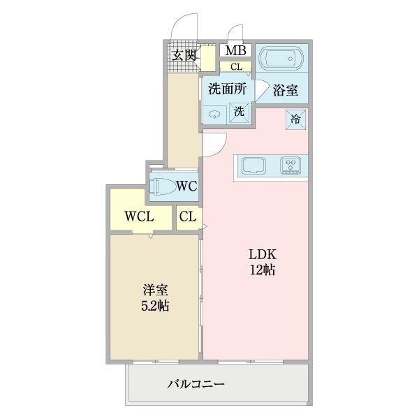 エミナーレ西九条(1LDK/1階)の間取り写真