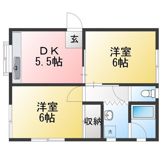 ユニテ片倉II(2DK/1階)の間取り写真