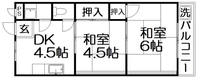 前川ハイツ(2DK/1階)の間取り写真