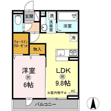 ボヌール西武立川(1LDK/3階)の間取り写真