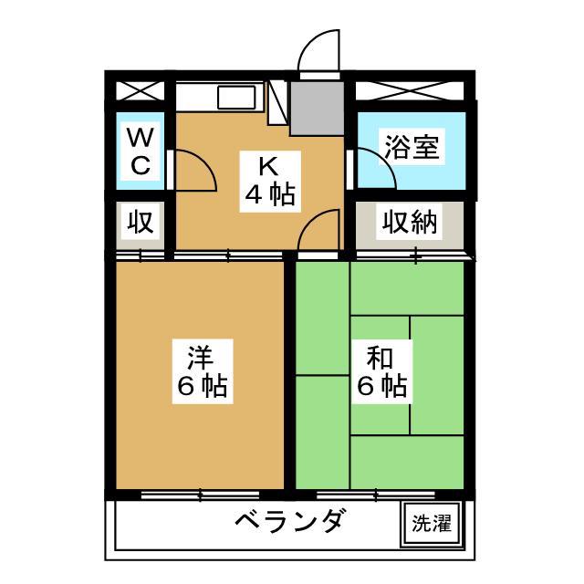ウツボエマンション(2K/3階)の間取り写真