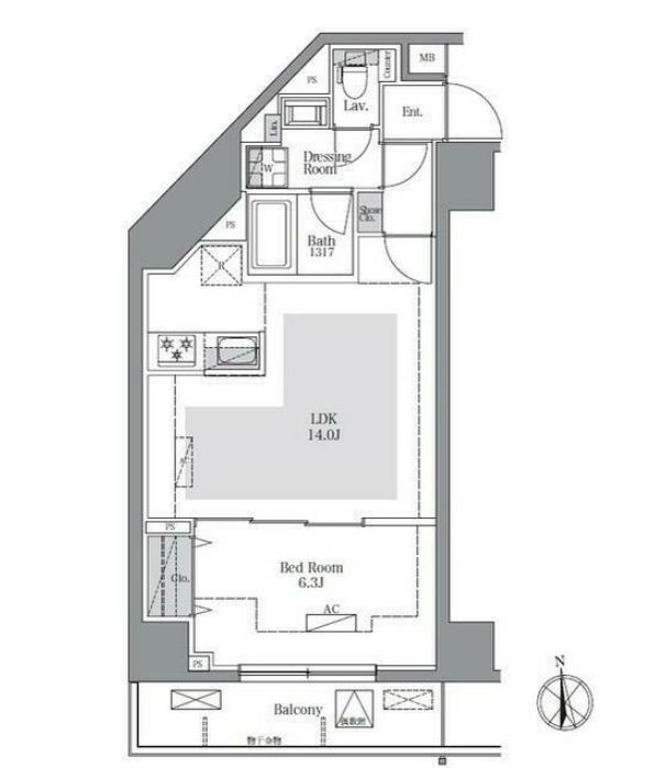 ラグゼナ八王子南町(1LDK/4階)の間取り写真
