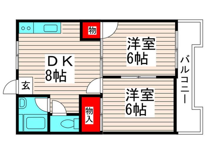 国寿マンション(2DK/3階)の間取り写真