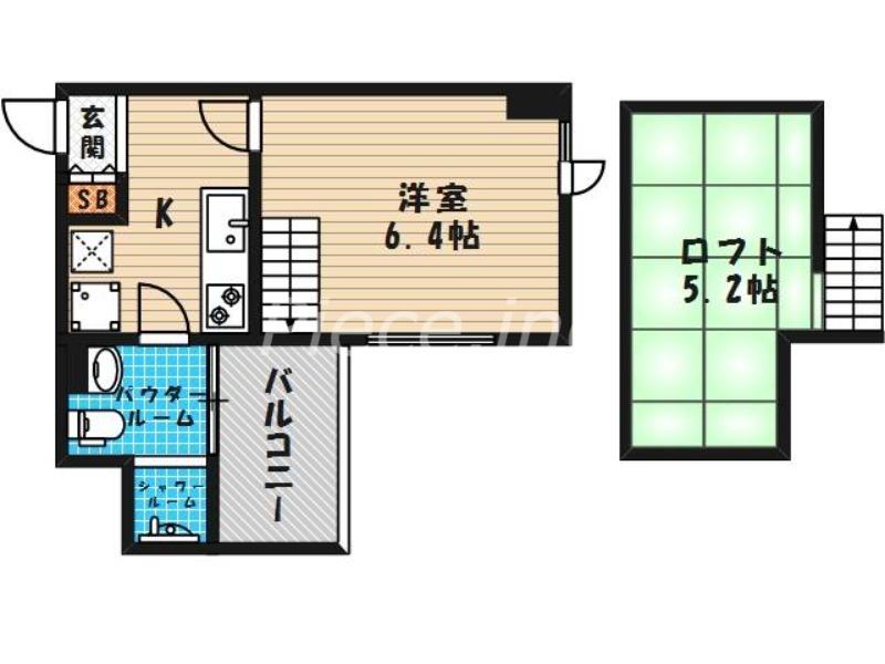 リセス大阪イースト(1LDK/6階)の間取り写真