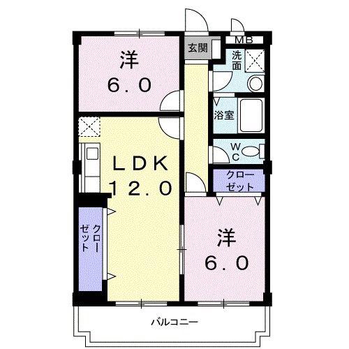 マルベリータウン(2LDK/2階)の間取り写真