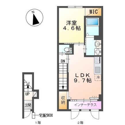N・F-BASE(1LDK/2階)の間取り写真
