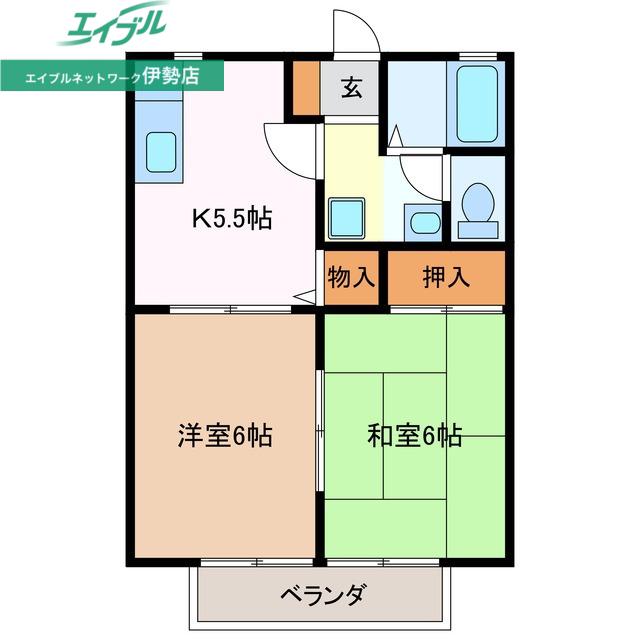 コーポ北川(2K/2階)の間取り写真
