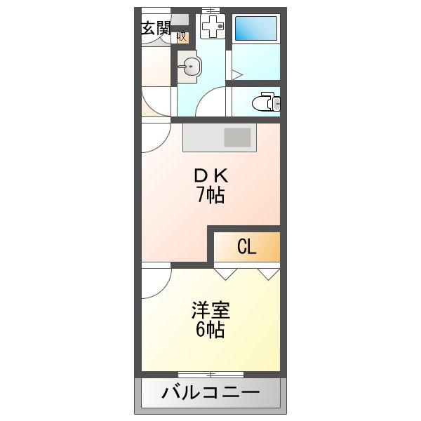 ビギンハイツ(1DK/4階)の間取り写真
