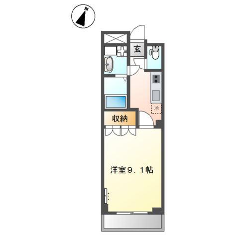 プランドールII(1K/1階)の間取り写真