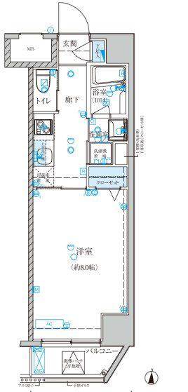 ベルシード森下(1K/3階)の間取り写真