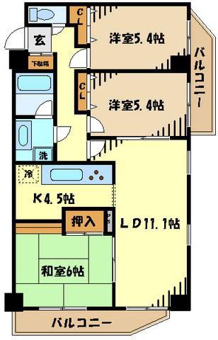 GLEASON GARDEN(3LDK/2階)の間取り写真