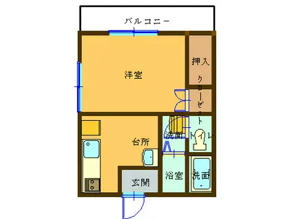 ハイツ関端(1K/2階)の間取り写真