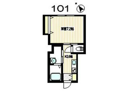 パールガーデン相模大野(1K/1階)の間取り写真