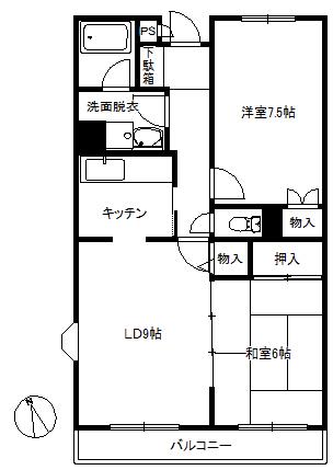 グリーンメイト大東(2LDK/3階)の間取り写真