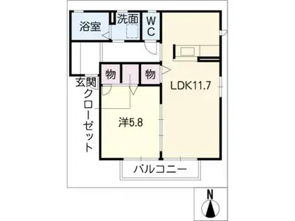 シャーメゾン柳田(1LDK/1階)の間取り写真