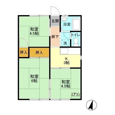 コーポ冨田I(3K/1階)の間取り写真