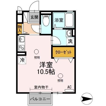 シャルマン(ワンルーム/2階)の間取り写真