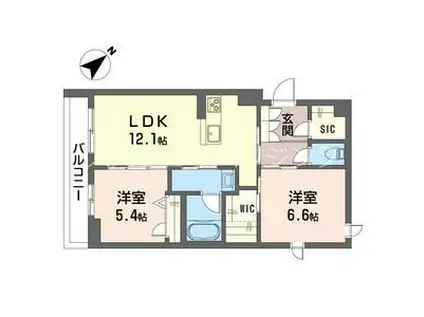 ヴィア・ソーレ(2LDK/2階)の間取り写真