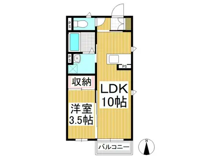 シルキーハイツ南俣(1LDK/2階)の間取り写真