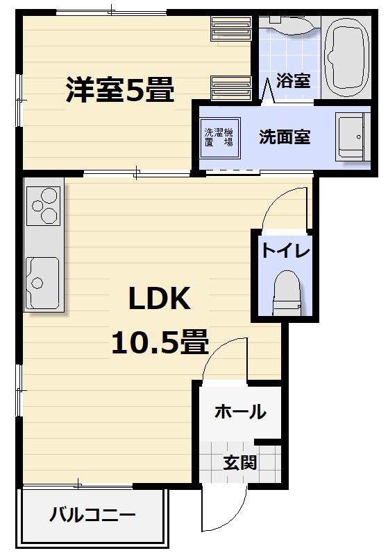 グランベール三河内(1LDK/1階)の間取り写真