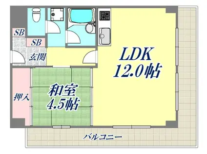 SAINT甲子園口(1LDK/2階)の間取り写真