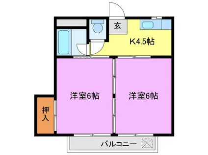 コーポ高塚(2K/2階)の間取り写真