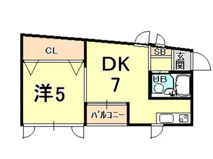 サンロイヤル神垣(1DK/1階)の間取り写真