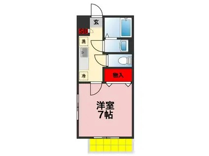 ＪＲ内房線 本千葉駅 徒歩5分 3階建 築16年(1K/1階)の間取り写真