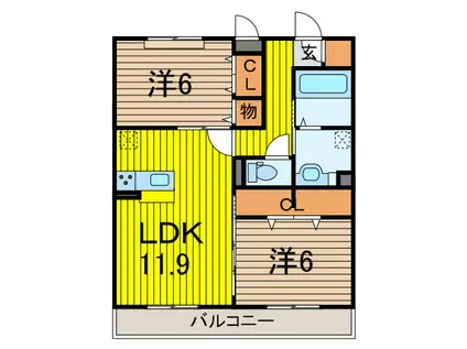 ドエル・アプリコット(2LDK/2階)の間取り写真