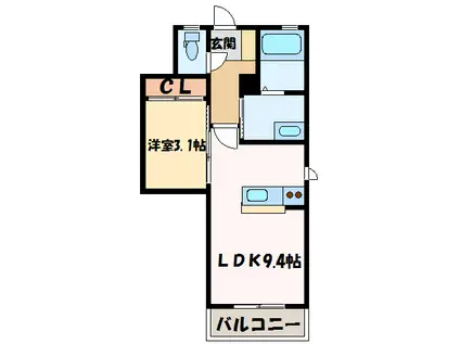 シャーメゾン政枝(1LDK/1階)の間取り写真