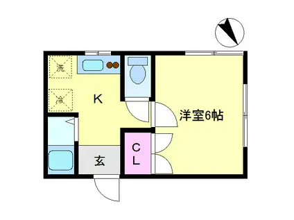 ハイツオモダカ(1K/1階)の間取り写真