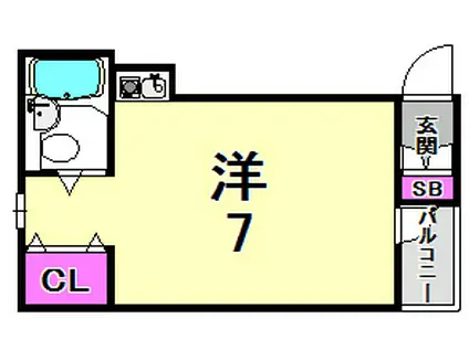 フェリース甲東園(ワンルーム/3階)の間取り写真