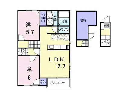 ニューサンシャイン(2LDK/2階)の間取り写真