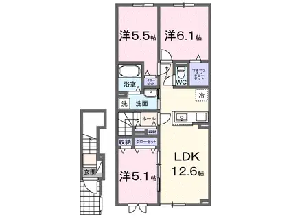 ストゥニール ロック(3LDK/2階)の間取り写真