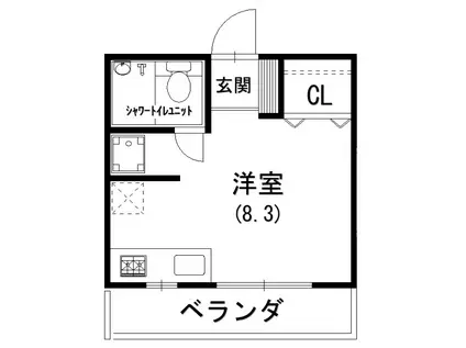 カレッジハイツII(ワンルーム/2階)の間取り写真