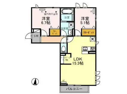 高坂弐番町(2LDK/2階)の間取り写真