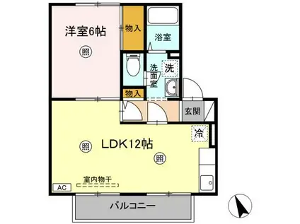 ツインタウンY(1LDK/2階)の間取り写真