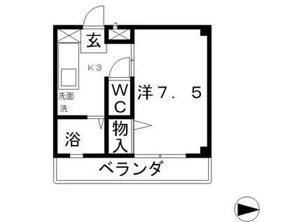 ガーディニアシティ・セントラル(1K/2階)の間取り写真