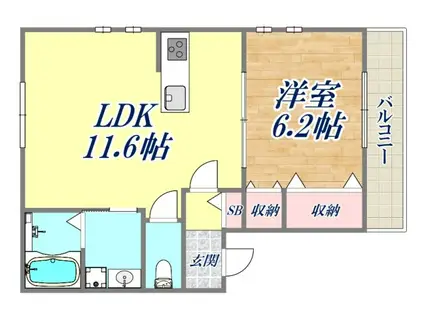 パラドール宝塚(1LDK/1階)の間取り写真