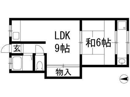 島上マンション南棟(1LDK/2階)の間取り写真
