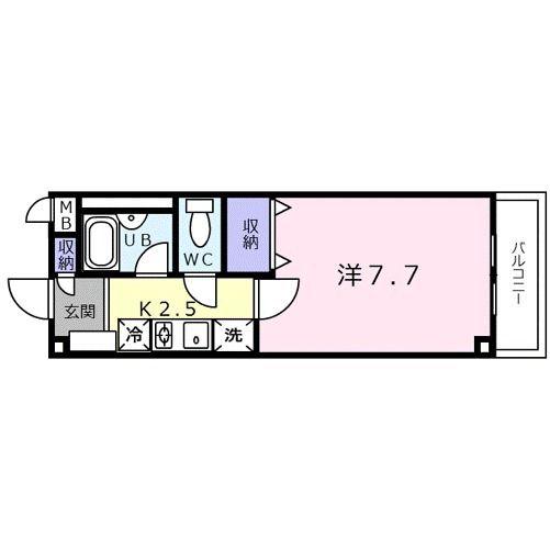 ハイツメイトク(1K/2階)の間取り写真
