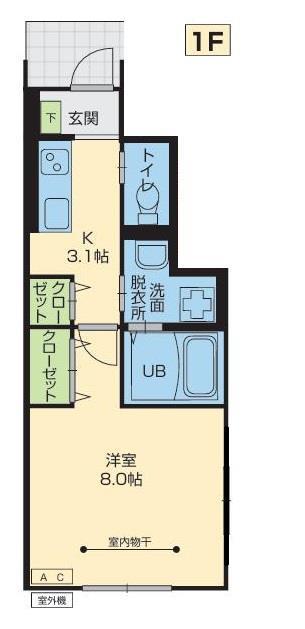 LEBEL VIER(1K/1階)の間取り写真