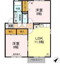 セジュールあい(2LDK/1階)の間取り写真