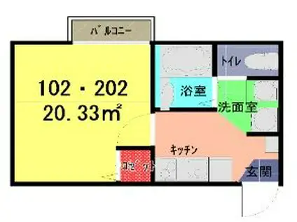 ソフィアテラス武里(1K/1階)の間取り写真