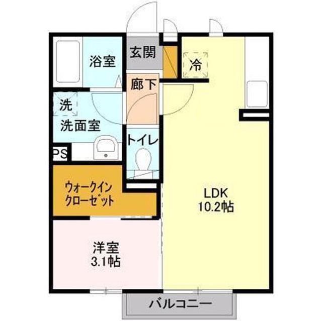 サニーフラット(1LDK/2階)の間取り写真